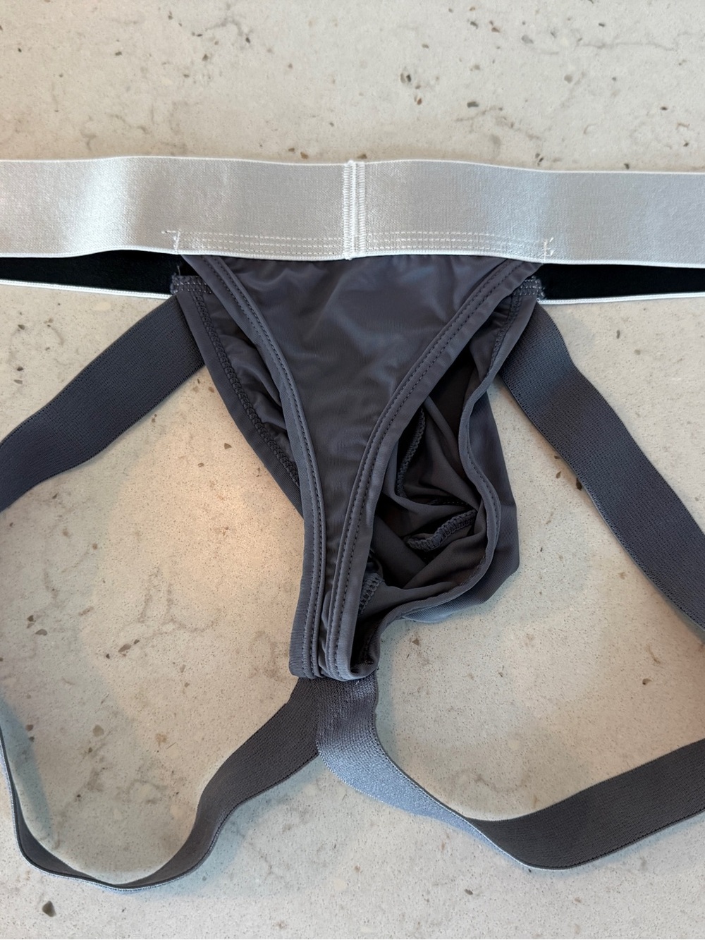 AWRY Apex Jock Thong in Gray, Large - Picture 8 of 9